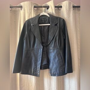 Bagatelle Women's Black half-zip Leather Blazer Jacket (10)